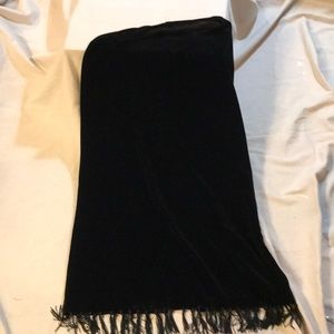 Skirt, Black Velveteen, stretch, M, fringe